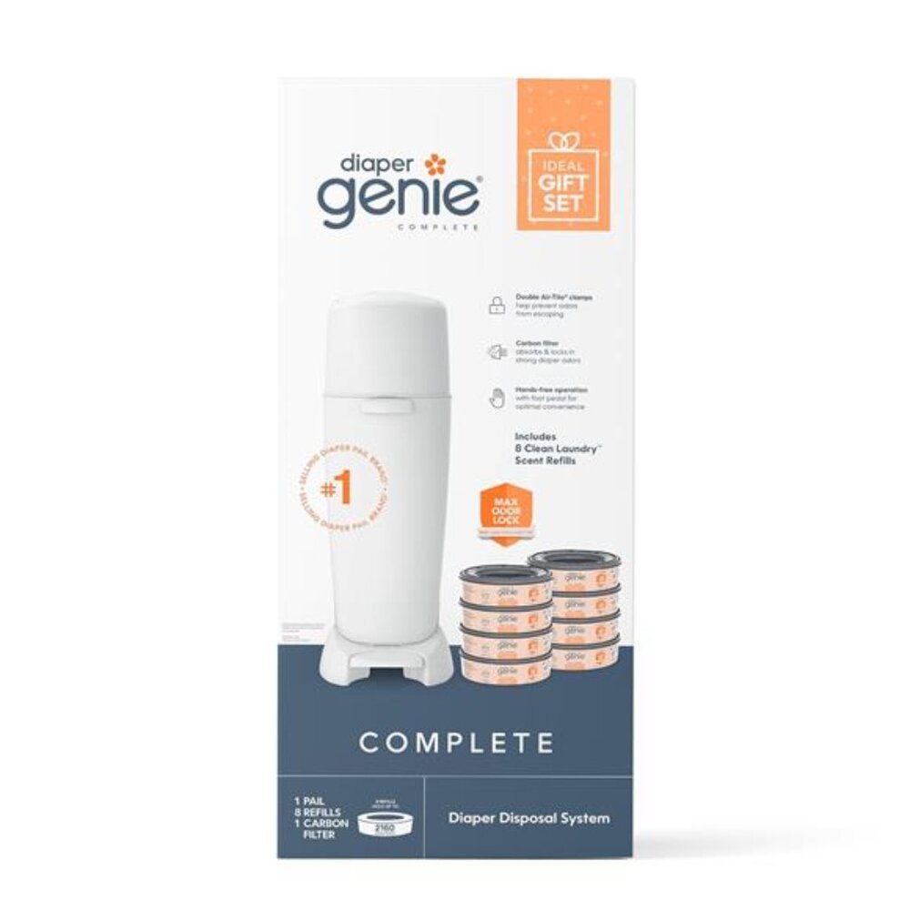 Diaper Genie Registry Gift Set | Includes Diaper Genie Complete Diaper Pail, 8